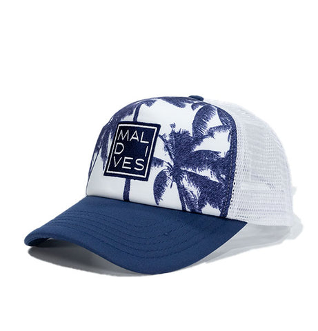 Maldives Trucker Cap - Navy on White